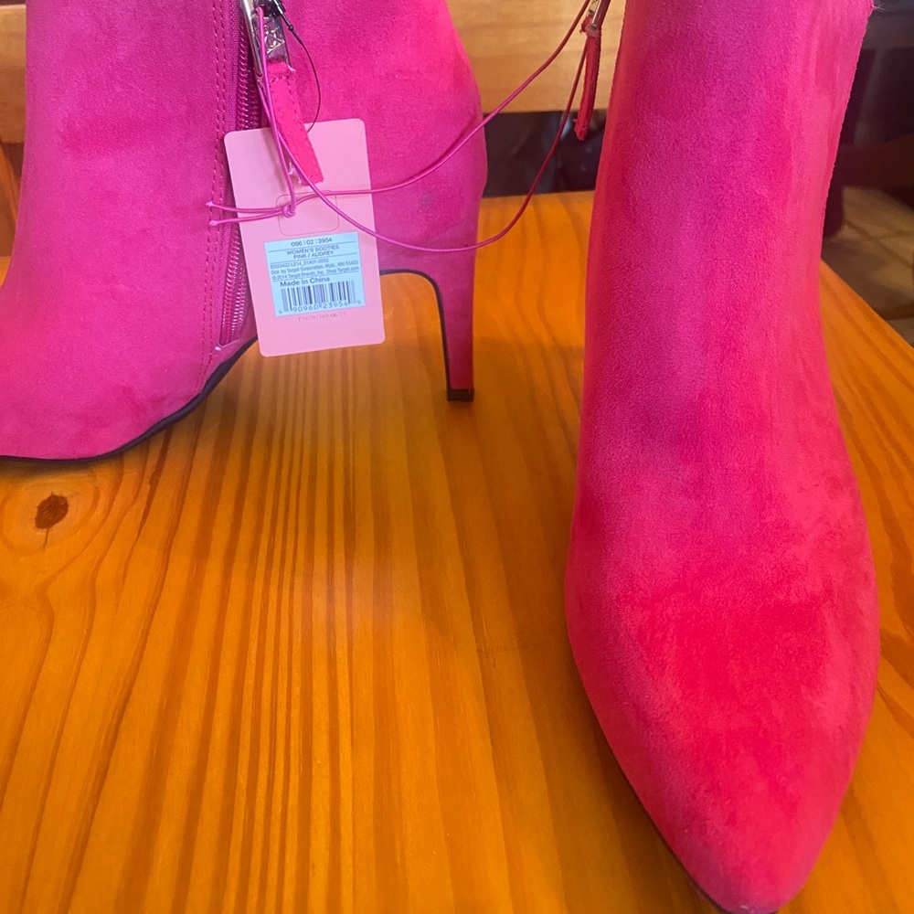 Pink Suede Booties - NEW